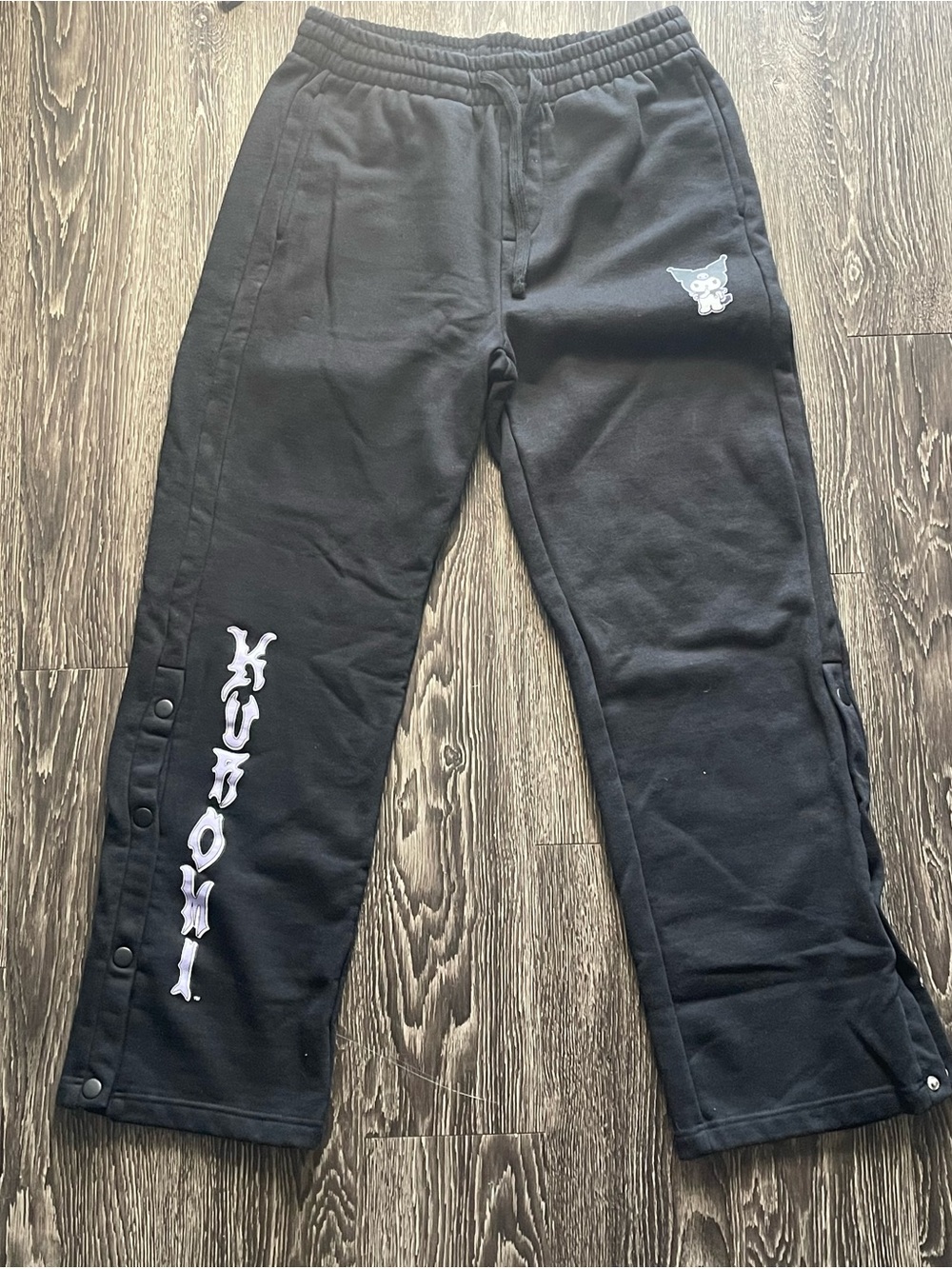 Black Snap-Button Jogger Pants